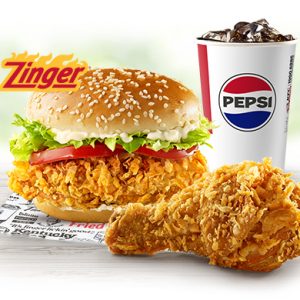 Combo Burger Gà Zinger và Gà Rán