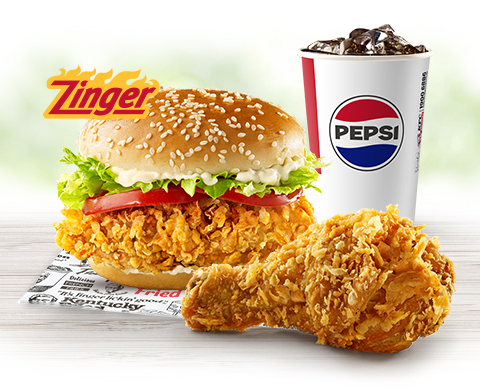 Combo Burger Gà Zinger và Gà Rán